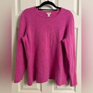 L.L. Bean Women's Fuchsia Cashmere Crew Neck Long Sleeve Sweater